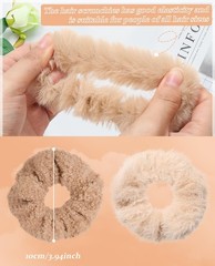 7 PCS Khaki Elastic Furry Scrunchies Fuzzy Faux Fur Ponytail Holders