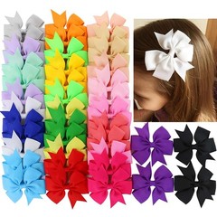 40Piece 3 Inch Boutique Grosgrain Ribbon Pinwheel Hair Bows Alligator Clips F…