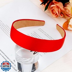 Atoden Red Headband Snow White Satin Head Band DIY Hair Bands for Women Girls
