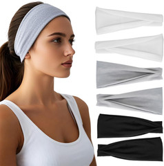 Headbands for Women – 6 Pack Wide Elastic Hair Bands | Stretchy Sweatbands Hair