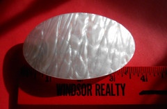 Vintage 1980s White Faux Marble Large Oval Plastic Hair Barrette Clip