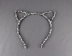 Black Grey furry cat kitten ears headband hair band accessory kawaii cosplay