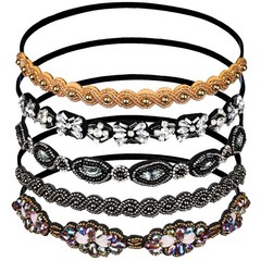 Teenitor 5pcs Elastic Beaded Headbands, Jewels Hairbands Hat Bands, Crystal R…