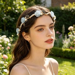 Summer Elegant Floral Hair Hoop, Pearl & Crystal Decor Women’s Daily Headband
