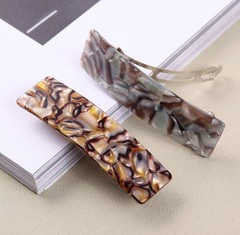 2PCS Hair Barrettes Tortoise Shell French Design Celluloid Rectangle Hair Cli…