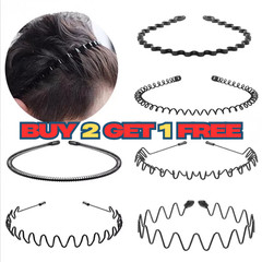 6Pcs Metal Hair Headband Wave Style Hoop Band Comb Sports Hairband for Men Women