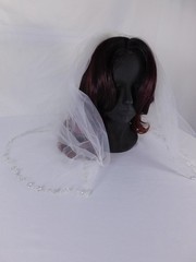 Bridal Hair Comb Womens White Beaded Sequin Edge Veil Wedding Accessory