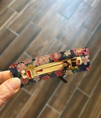 France Luxe Barrette Hair Clip Large Rectangle Floral Navy Blue Pink Yellow