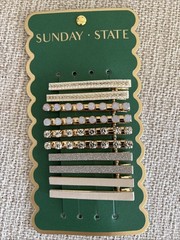 Sunday State Hair Clip Bobby Pin Barette Gold Cream Glitter Rhinestones Boho 10