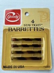 Vintage Goody Stay Tight Barrettes 2 inch Faux Tortoise 4 Pack 1975 #3603