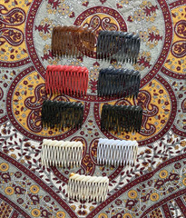 Vintage Set of 9 Plastic Hair Side Combs Multicolor Glossy Solid Classic Women