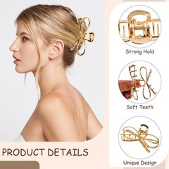 Vovii Gold Bow Claw Clips for Women, Metal Hair with
