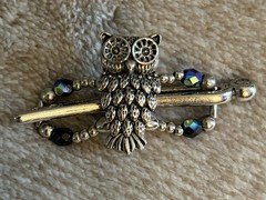 Lilla Rose Night Owl Flexi Hair Clip Mini #2165 Silver Tone Black AB Beads