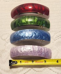 Vtg Resin Non-slip Hair Barrettes Set Of 4 Easy Snap Multicolor