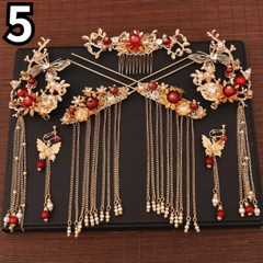 Chinese Hanfu Hair Jewelry Flower Tassel Hairpin Hairclip Crown Bridal Headdress