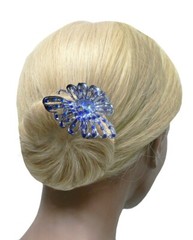 Set of 4 JCGY Hair Claws Metal Jaw Clips Silver Trim Bridal NF86480-1-2