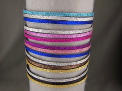 Gold Silver Brown glitter sparkly thin skinny 3/16″ wide set 3 headband teeth