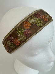 Amiee Lynn Floral Sequined Green Brown Headband Y2K