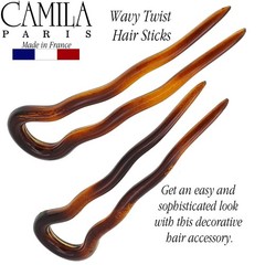 Paris AD823 French Twist Stick Hair Fork, 2 Small Wavy U Shaped Hair Pin Clip…