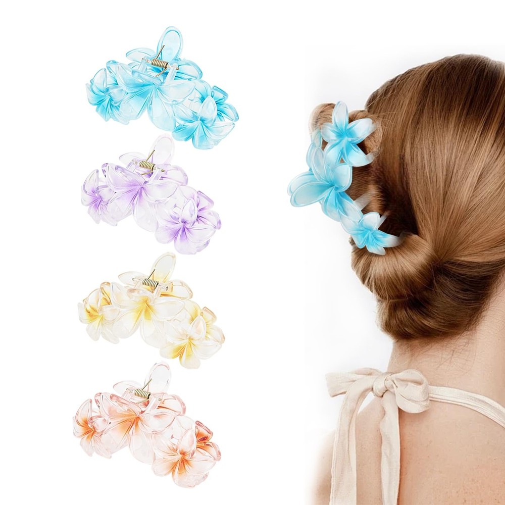 GAFATORY 4PCS Flower Hair Clips Claw 1 Count (Pack of 1), Multi-colored