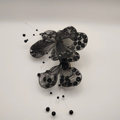 Black Nylon Tulle Flower/Butterfly Hair Clip Women’s Ponytail Clip Vintage