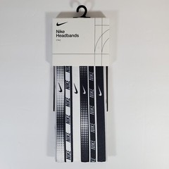 Nike Women’s Hairbands 6 Pack Printed Logo Sports Stretchy Silicone Black/White