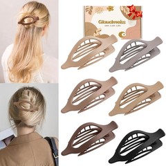 6 Packs Flat Claw Clips for Women, French Concord 6 Count (Pack of 1), Brown
