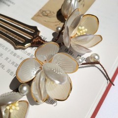 Handmade White Jade Hairpin Magnolia Flower Chinese Style Hanfu Jewelry