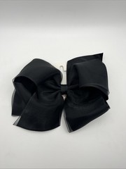 Organza King Bow Hair Barrette in Black Oversized Clip On One Size Classic