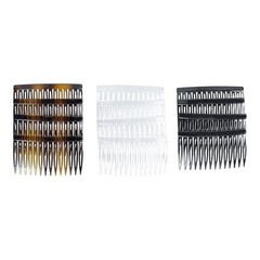 Scunci Plastic Side Hair Combs, Black, Clear, and Tortoise Shell, 12 Ct US