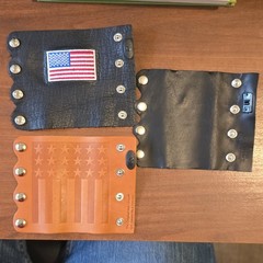 Hair Glove Leather Hair Wrap Cuff American Flag Snap, Patented, Lot of 3
