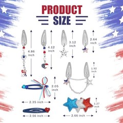 Independence Day Hair Clip 10PCS Y2K Hair Clips Red Blue White Star Royal Blue