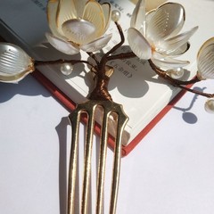 Handmade White Jade Hairpin Magnolia Flower Chinese Style Hanfu Jewelry