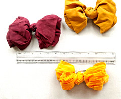 LOT 3 BEAUTIFUL VINTAGE KNOTTED DOUBLE LAYERED LARGE 6” HAIR BOWS ACCESSORIES