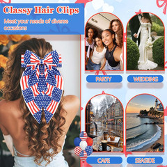 4Th of July Hair Bow Clips for Women Red White Blue Bow Hair Accessories USA Fla