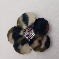 Daisy Hair Camouflage Print Fleece Fabric / Handcrafted Hair Accessory