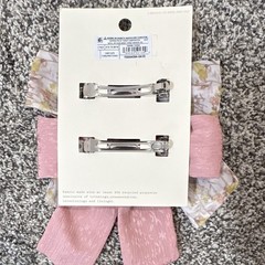A New Day Women’s Pink/White Floral Bow Hair Clips 2-Pack Polyester Eco