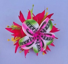 Hawaii Design Plumeria Layered Multicolored Tropical Foam Hair Clip Beach Luau