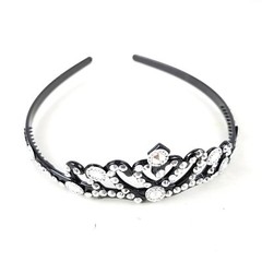 Black Crown Headband w/Silver Gem Stones