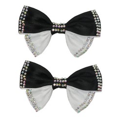 2 pcs Women Girls Ribbon Hair Pin with AB Stones
