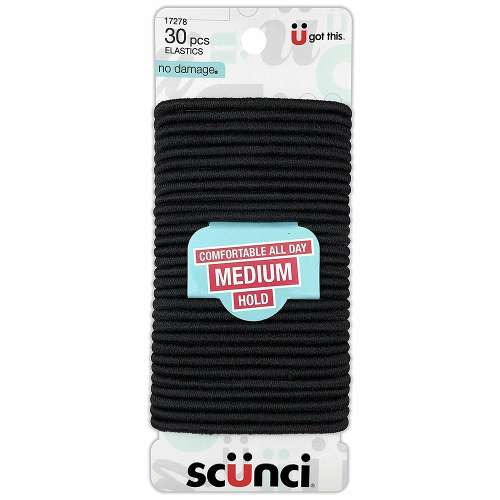 Scunci Effortless Beauty Medium hold No-damage Elastics Black 30ct
