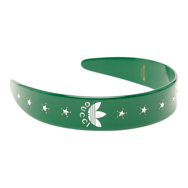 GUCCI x adidas Trefoil Headband Hair Accessory Green Plastic Used