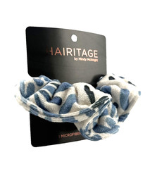 Hairitage Soak It Up Absorbent Microfiber Towel Hair Scrunchie, Cream & Blue, OS