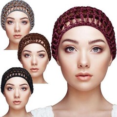 4 Pcs Mesh Crochet Hair Net Rayon Knit Snood Hat Women Hairnet Snoods Cover
