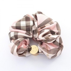 BURBERRY Check pattern Scrunchie 8119727 silk Pink Multicolor NEW Women