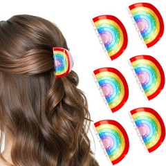 6 Pieces Rainbow Hair Claw Clips Pride Gifts 1 Count (Pack of 6), colorful