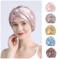 Mulberry 100 Silk Turban Bonnets for Women Twisted Sleeping Night Cap 19