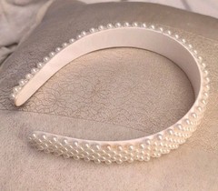 J Crew Ivory White Pearl Beaded Studded Headband