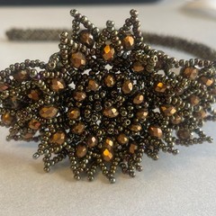 Bronze Beaded Floral Statement Headband