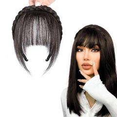 Three Strands Braid Hairband w/ Sideburns & Bangs Trendy Braided Headband Women